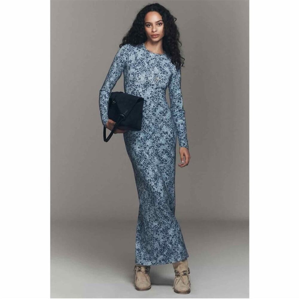 Reformation Tommie Knit Midi Dress in Taylor Blue Floral M